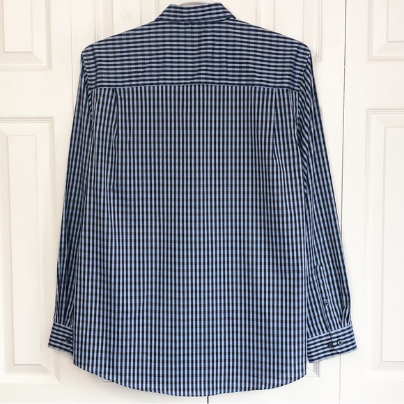 Van Heusen Flex Slim Fit Blue Check Plaid Button Down Shirt - Picture 14 of 16